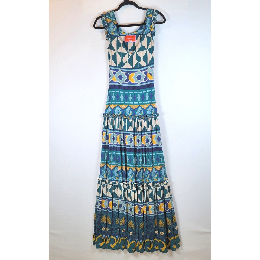 La Double J Womens Pimento Tiered Lined Tank Maxi Dress Size XS Blue Retro Italy